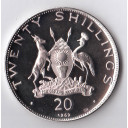 UGANDA 20 Shillings argento 1969 Fondo Specchio Visita Papa Paolo VI